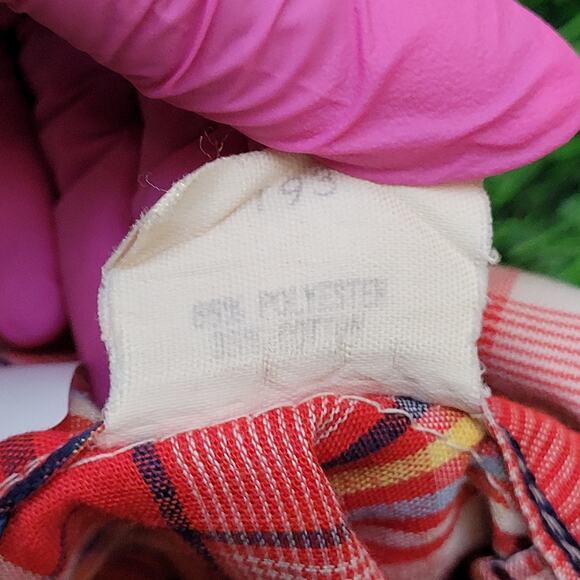 Vintage 80s Osh-Kosh Cowboy Plaid Shirt M/L 21x29 Pearl-Snap - Picture 9 of 12